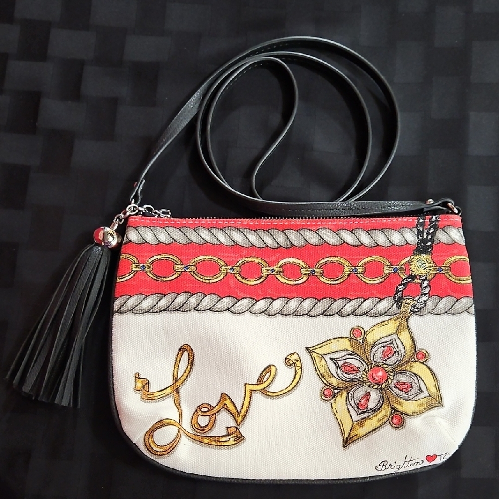 Brighton Glitter & Go Multicolored Canvas Bag w/Silver Hardware/Vegan Leather